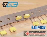 (10ตัว) [F-CAP] 6.8nF/63V 6n8J63V 5% TPC 2.4x7.5 H6.2mm P=5mm