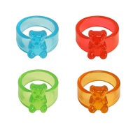 4Pcs Vintage Acrylic Resin Y2k Frog Rings for Women Girls Colorful Acrylic Resin Y2k Finger Ring for