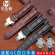 Suitable for GC notch watch strap GUESS Gales leather watch chain men and women black 22X13mm butterfly buckle accessories