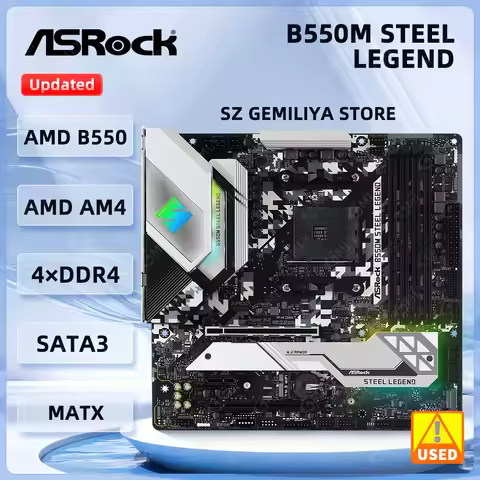 ASRock B550 Motherboard B550M STEEL LEGEND Socket AM4 support Ryzen 5600X 5700 3600 5800 5500 Dual M