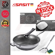 TPP SASIT 316 NonStick Frying Pan Double Sided Honeycomb design Stainless Steel Wok 不锈钢炒锅不粘锅少油烟 SG INSTOCK