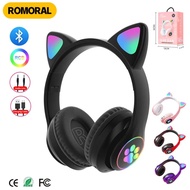 JM Cute Cat Wireless Headphones RGB Cute Cat Ears Headset With