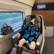 Oversized Letter Patch Color Block Sweater