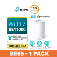 TP-Link BE11000 WiFi 7 Tri-Band Whole Home AI-Driven Mesh Wifi Router With Homeshield Deco BE65 (1 /