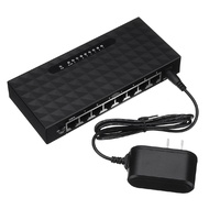 5V 8 Ports 10/100Mbps Gigabit Ethernet Network Switch Internet Hub with Power Adapter for TV Compute