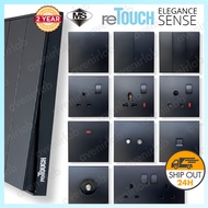[MATTE BLACK] reTouch Switch Elegance Sense 16A Wall Switch 13A 15A 20A Socket Plug Data TV Astro Ou