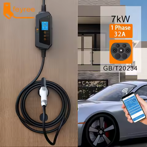 Feyree 7KW 32A Adjustable EV Charger GBT Plug APP Bluetooth Version Set Charging Time EVSE Charging 