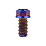 Wanyifa Titanium Bolt M10 x 20~90mm Pitch 1.25/1.5 Flange Hex Head Screw for Bike Motorcycl Refitted