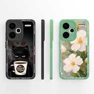 Casing For Xiaomi Redmi Note 13 Pro+ 5G Cartoon Cat Flower Oil Painting Durable Anti-fall Protective