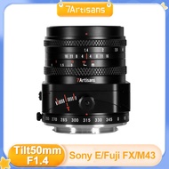 7Artisans 50mm F1.4 Tilt MF APS-C Manual Focus Lens For Fujifilm Sony E M43 Panasonic Olympus