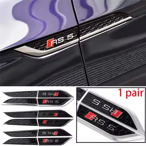 2pcs/1pair ABS Car Fender side logo sticker emblem stickers styling Accessories For Audi RS5 a4 b9 b