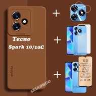 เคสซิลิโคนนิ่ม4in1 Tecno Spark 10 Tecno Spark 10C เคสมือถือกันกระแทก Tecno Spark 10 Pro ฝาครอบโทรศัพท์ + ฟิล์มป้องกันเซรามิก + ฟิล์มเลนส์ + ฟิล์มด้านหลัง