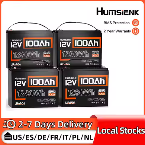 Humsienk 12V 100Ah LiFePO4 Battery With Low-Temp Protection Built-in 100A BMS 15000 Cycles, Perfect 