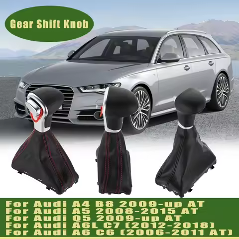 New Product For AUDI A4 B8 A6 C6 A3 8P A5 Q5 Lever Change Knob Car Interior Black/Red leather Boots 