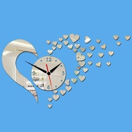 2018 New Arrivals Heart Mirror Clock Wall sticker?Creative Home Decorative Wall clock Mirror Mute Po