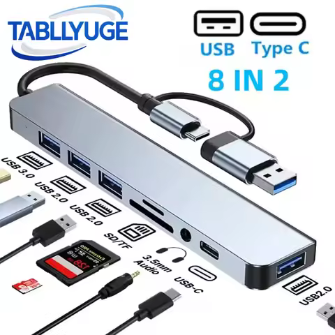 2in1 4/5/7/8 Port USB 3.0 HUB TYPE-C HUB Extender with SD/TF Card Reader& 3.5mm Audio Jack for PC/La