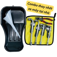 COMBO of 5 home motorbike oil change tools (2,5L oil drain tray + FUNNEL + oil change mat + NIPPERS 
