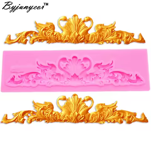 Byjunyeor M665 Swan Border UV Resin Silicone Mold Fondant Chocolate Candy Lollipop Crystal Epoxy Sof