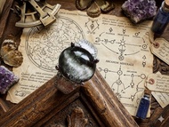 黑銀鈦水晶 s 925銀戒