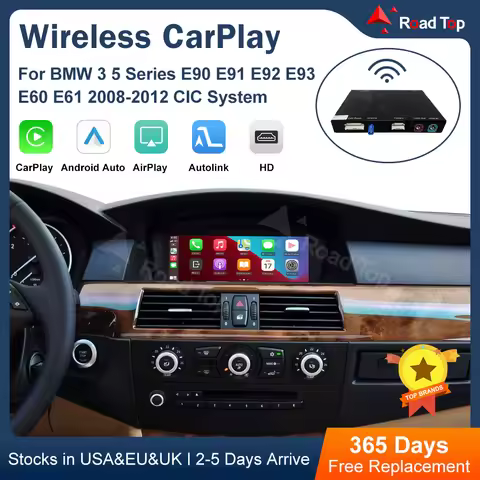 Road Top Wireless CarPlay For BMW 3 5 Series E90 E91 E92 E93 E60 E61 2008-2012 CIC Android Auto Mirr