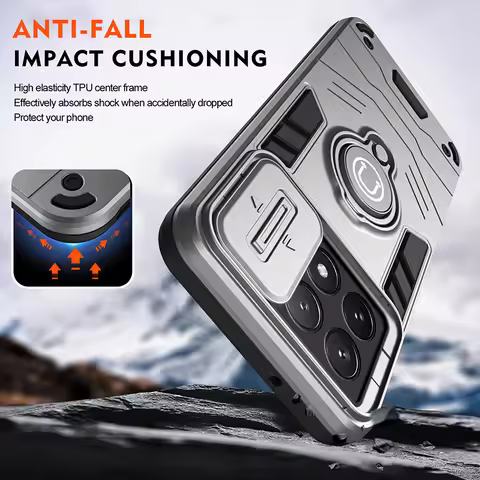 Armor Shockproof Case For VIVO Y35 Y36 Y56 Y200 Y200E Car Magnetic Ring Stand Push Pull Camera Prote
