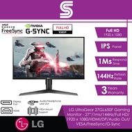 LG UltraGear 27GL650F Gaming Monitor - 27”/1ms/144Hz/Full HD 1920 x 1080/HDMI/DP/Audio Out/ VESA/Fre