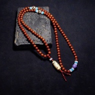 特殊九眼天珠與三眼天珠 紫龍晶佛珠搭配108顆小葉紅檀念珠