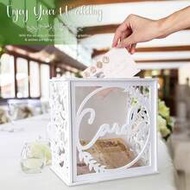 1 ชิ้น กล่องการ์ดแต่งงานสีขาวสำหรับงานเลี้ยง, กล่องใส่การ์ดของขวัญ PVC สำหรับงานแต่งงานพร้อมหน้าต่าง