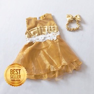 Dress Pesta Bayi 6 12 Bulan Model Terbaru Terlaris 2023 Dapat GRATIS PITA Gaun Tutu Bahan Organdi Mekar Mewah Baju Anak 1 Tahun Warna Merah Marun Hijau Botol Gold Untuk Hari Raya Natal KA73