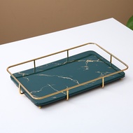 sy shop ชั้นวางลายหินอ่อนสี่เหลี่ยม ถาดเซรามิกลายหินอ่อนสุดหรู ถาดใส่เครื่องสำอาง NO.Z54