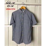 uniqlo Men's Short-Sleeved Shirt Plaid Pattern Linen Blend
