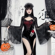 Dark Looks Gothic Spider Web Dress - Stitched Design Halloween Costume