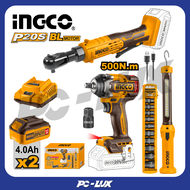 INGCO Combo Set บล็อคกระแทก 500Nm + ประแจด้ามฟรี + ไฟฉาย USB COSLI240461
