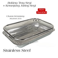 Alat Peniris Minyak Goreng Jumbo Nampan Tinggi Serbaguna Baki Lengkap Saringan Segi Besar Stainless