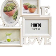 PUTIH (08969) Ws104 "Love" Plastic Photo Frame w/ 4x4, 4x6, (2)6x4, White