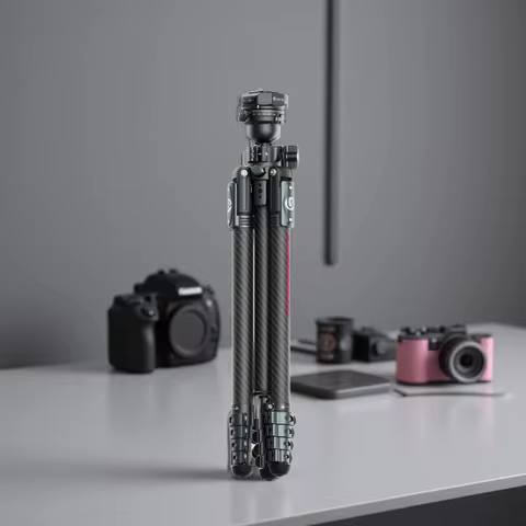 ​Ulanzi JJ05 JJ06 GlideGo Travel Tripod Carbon Fiber Tripod with Dual-Section Center Column for Low-