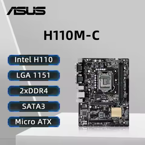 ASUS H110M-C LGA 1151 Motherboard Support i5 6500 CPU using Intel H110 Chipset DDR4 and 8Gx2 PCI-E 3
