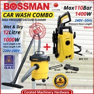 BOSSMAN COMBO SET BPC117 110BAR High Pressure Cleaner/ BWD-12L1 Wet and Dry VACUUM water jet floor B