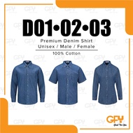 LEFONSE Stylish 100% Cotton Denim Shirt (Male & Female) D01 D02 D03