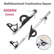 【Exclusive Offer】 3 In 1 Combination Angle Ruler Set Engineer 300/600mm Adjustable Multi Combination Right Square Protractor Measuring Tool Set