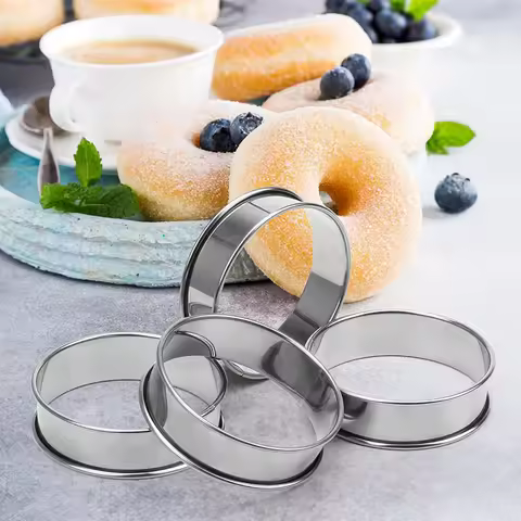 2/4/6 Pcs Muffin Tart Ring Set 8/10cm Stainless Steel Round Ring Cake Egg Mousse Mold Double Rolled 