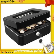 [yueywh524]Portable Metal Cash Box with Handle, Locking Cash Safe Box with Key Lock, Money Box with 