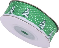 Green Christmas Ribbon for Crafts Polyester Christmas Grosgrain Ribbon for Gift Wrapping, Crafts, Hair Bow, Christmas Tree &amp; Wreath Decor, Xmas Party Supplies, Xmas Tree &amp; Snowflakes, 20mm x 1 Metre