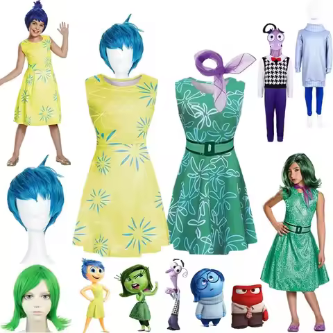 Inside 2 Anime Joy Out Cospaly Fear Anger Disgust Sadness Envy Ennui Roleplay Costume Wig Outfit Adu