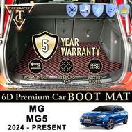 Top Carpet MG MG5 ( 2024 - PRESENT ) Car Boot Mat PU Leather Cargo Mat Trunk Carpet Boot Liner Karpe