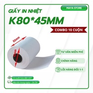 [Combo of 10 rolls] High quality jio printing, thermal printing, invoice K80x45, size 80x45