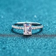 Real Moissanite Trendy Emerald Ring with GRA s925 Sterling Silver Fancy 1ct 2ct Emerald Cut Moissani