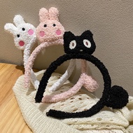 Black Cat White Rabbit Lamb Wool Funny Rabbit Headband Face Wash Style Cat Headband Headdress Hairpi