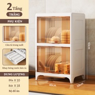 Gslife Kệ Để bát Đĩa kệ Có khay thoát nước kệ để đồ nhà bếp tủ cửa trong suốt