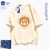 Áo Thun Cổ Tròn Tay Ngắn in Hình Gấu Trúc Màu Trơn Dễ Thương Thương Hiệu Thời Trang Nasalee Dành Cho